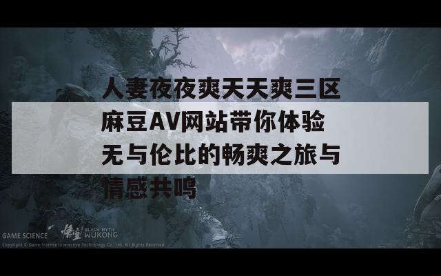 人妻夜夜爽天天爽三区麻豆AV网站带你体验无与伦比的畅爽之旅与情感共鸣