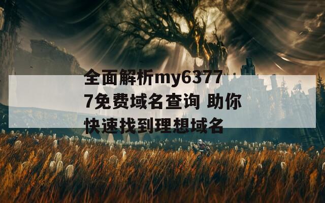 全面解析my63777免费域名查询 助你快速找到理想域名